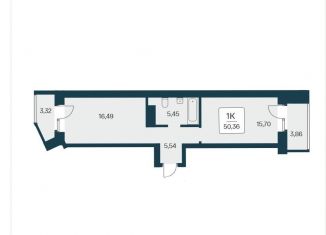 Продаю 1-ком. квартиру, 50.4 м2, Новосибирск