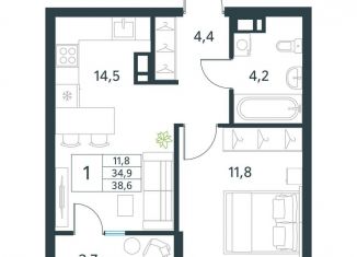 Продаю 1-ком. квартиру, 38.6 м2, Забайкальский край, микрорайон Хороший, 15