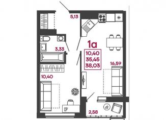 Продаю 1-комнатную квартиру, 38 м2, Пензенская область, улица Измайлова, 41В