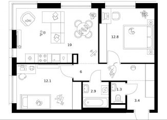 Продажа 2-ком. квартиры, 57.5 м2, Москва, район Москворечье-Сабурово, жилой комплекс Москворечье, 1.3