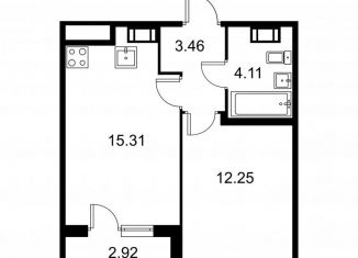 Продаю 1-комнатную квартиру, 36.6 м2, Колпино