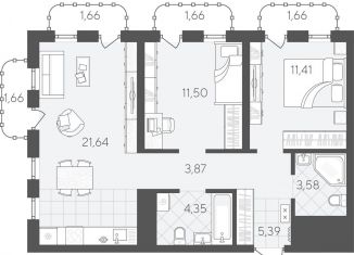 Продается 2-ком. квартира, 68.4 м2, Тюмень, Калининский округ, улица Вадима Бованенко, 11