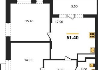 Продажа 2-ком. квартиры, 61.4 м2, Воронеж, Железнодорожный район