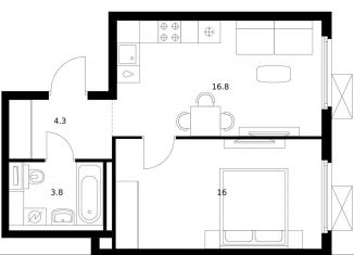 Продажа 1-ком. квартиры, 40.9 м2, Московская область