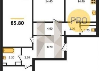 Продается 3-ком. квартира, 85.8 м2, село Ямное, улица Генерала Черткова, 2