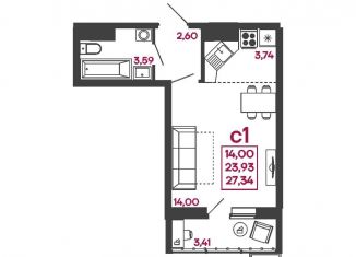 Продаю квартиру студию, 27.3 м2, Пензенская область, улица Измайлова, 41В