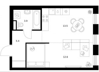 Продажа однокомнатной квартиры, 35.4 м2, Москва, жилой комплекс Москворечье, 1.3, метро Варшавская