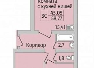 Продаю двухкомнатную квартиру, 58.8 м2, Новосибирск