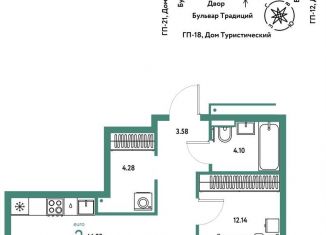 Продается двухкомнатная квартира, 46.3 м2, Тюмень, Калининский округ