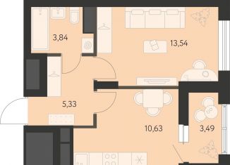 Продается однокомнатная квартира, 35.5 м2, Екатеринбург, метро Чкаловская, улица Вильгельма де Геннина, 23