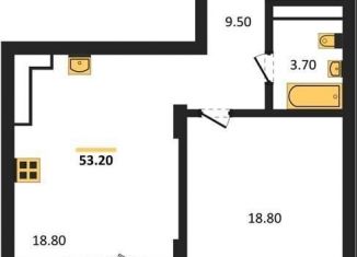 Продается 1-комнатная квартира, 53.2 м2, Воронеж, Железнодорожный район