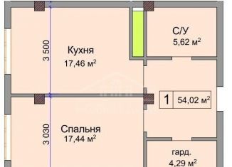 1-комнатная квартира на продажу, 54 м2, Нальчик, улица Атажукина, 21