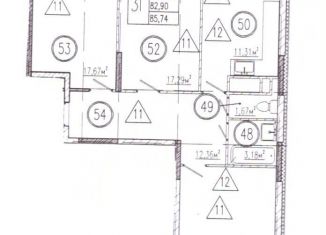 Продаю 3-ком. квартиру, 82.9 м2, село Засечное, Центральная улица, 23