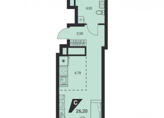 Продаю квартиру студию, 26.2 м2, Екатеринбург, Шефская улица, 42