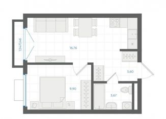 Продается 1-комнатная квартира, 34.3 м2, Екатеринбург, Ленинский район