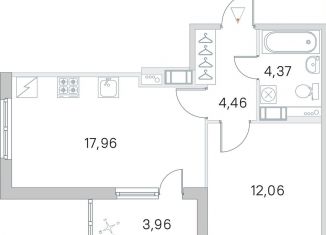 Продаю 1-ком. квартиру, 40.8 м2, Санкт-Петербург