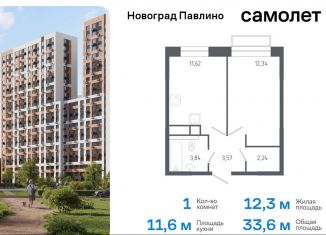 1-ком. квартира на продажу, 33.6 м2, Балашиха, жилой квартал Новоград Павлино, к6