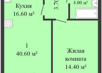 Продам 1-ком. квартиру, 40.6 м2, Ростовская область, Левобережная улица, 6/6с1