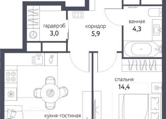 2-комнатная квартира на продажу, 46.5 м2, Москва, ЖК Сиреневый парк, Тагильская улица, 4В