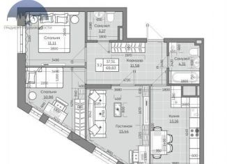 Продается трехкомнатная квартира, 70.1 м2, Казань, ЖК Сказочный Лес, жилой комплекс Сказочный Лес, 4.1