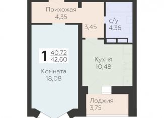 1-ком. квартира на продажу, 42.6 м2, Орловская область, улица Панчука, 83