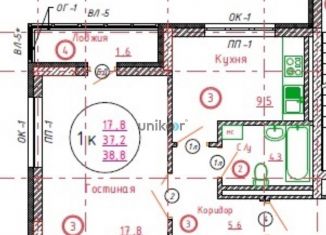 Продам 1-комнатную квартиру, 39 м2, Октябрьский, улица Клинова, 9