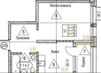 1-комнатная квартира на продажу, 38.2 м2, Воронеж, набережная Чуева, 7