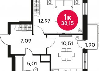 1-ком. квартира на продажу, 38.2 м2, Ростовская область