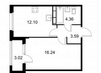 Продам 1-ком. квартиру, 37.8 м2, Колпино