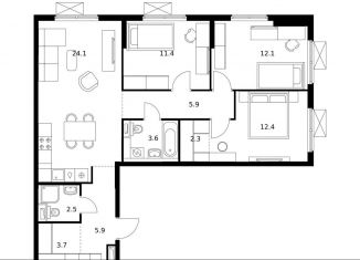 Продажа трехкомнатной квартиры, 83.9 м2, Москва, район Текстильщики, 1-й Грайвороновский проезд, 3