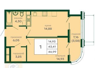 Продам 1-ком. квартиру, 47 м2, Симферополь, улица 51-й Армии, 111