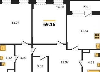 2-комнатная квартира на продажу, 69.2 м2, Воронеж, Левобережный район