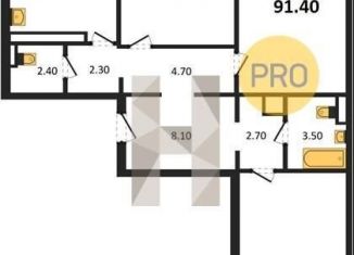 3-ком. квартира на продажу, 91.4 м2, Воронеж, улица Шишкова, 140Б/16