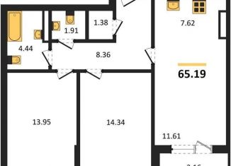 Продается двухкомнатная квартира, 65.2 м2, Воронеж, Центральный район