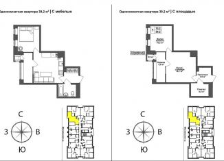 Продается 1-комнатная квартира, 39.2 м2, Тульская область