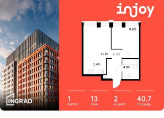 Продаю 2-комнатную квартиру, 40.7 м2, Москва, САО