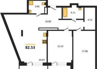 Двухкомнатная квартира на продажу, 82.5 м2, Воронеж, Коминтерновский район, Электросигнальная улица, 9Ак2