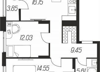 Продам 2-ком. квартиру, 66.3 м2, Тула