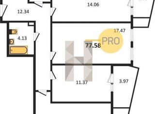 Продам 3-ком. квартиру, 77.6 м2, Ростов-на-Дону, улица 23-я Линия, 54с7, ЖК Город у Реки