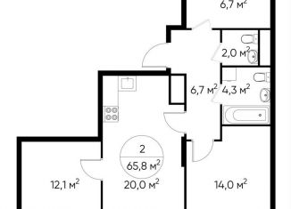 Продаю 2-комнатную квартиру, 65.8 м2, Московский, ЖК Первый Московский