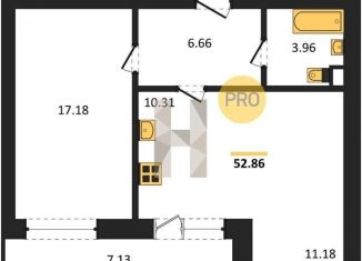 Продается однокомнатная квартира, 52.9 м2, Воронежская область