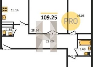 3-комнатная квартира на продажу, 109.3 м2, Ростов-на-Дону, Ленинский район