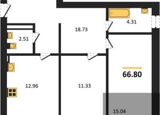 Продается 2-ком. квартира, 66.8 м2, село Александровка