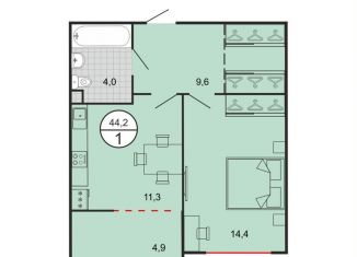 Продажа 1-комнатной квартиры, 44.2 м2, Георгиевск