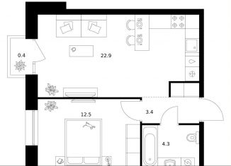 Продается однокомнатная квартира, 43.5 м2, Санкт-Петербург, метро Зенит