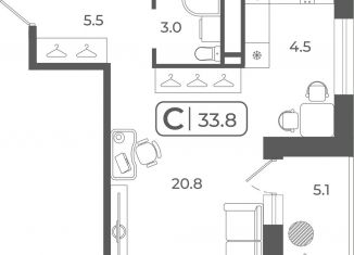 Продажа квартиры студии, 33.9 м2, Тюмень, Ленинский округ