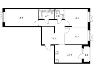 Продается 3-ком. квартира, 86.4 м2, Екатеринбург, жилой комплекс Космонавтов 11, 4.2