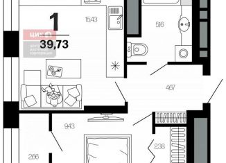 Продается однокомнатная квартира, 39.7 м2, Рязанская область