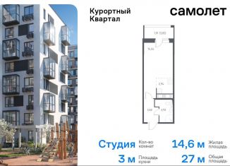 Продается квартира студия, 27 м2, посёлок Песочный