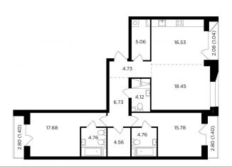 Трехкомнатная квартира на продажу, 107 м2, Москва, жилой комплекс Форивер, 3